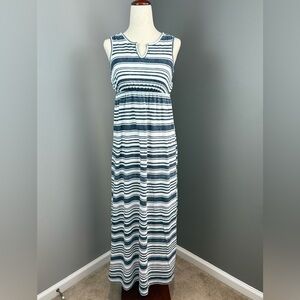 Sonoma Empire Waist Maxi Dress Size XS Petite Coastal Blue White Stripes Comfy